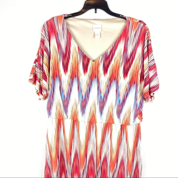Chicos Chevron Dress Jersey Stretch Sz 1 / Med - Picture 2 of 5